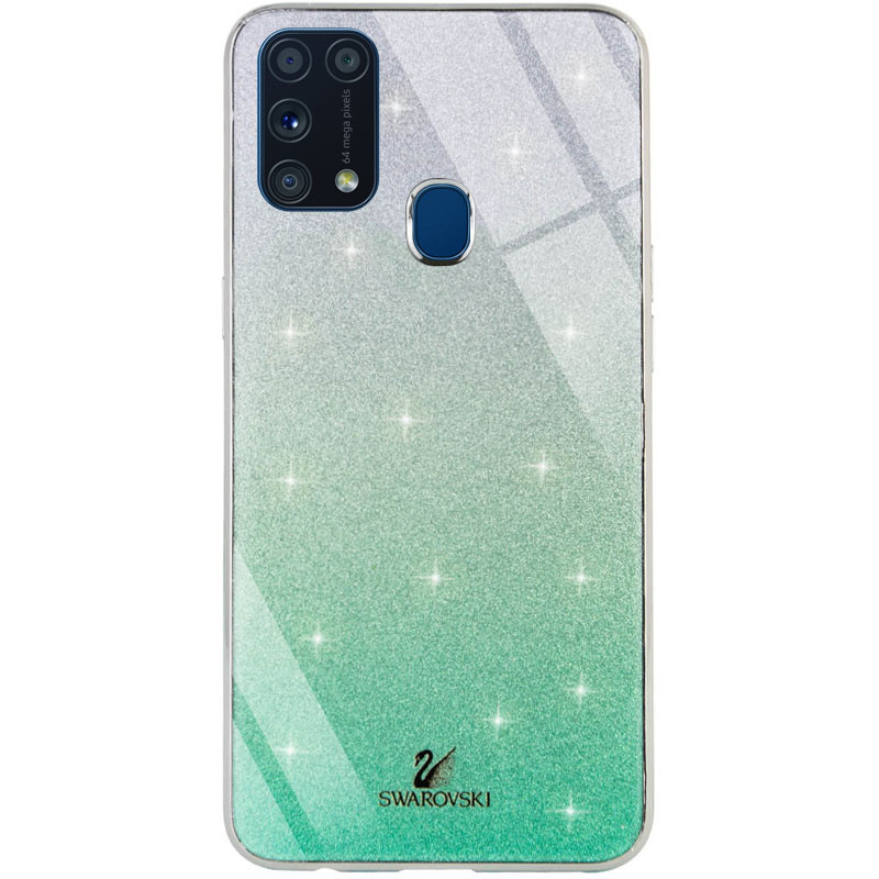 

TPU+Glass чехол Swarovski для Samsung Galaxy M31 (Бирюзовый) 908093