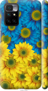 Чехол Жёлто-голубые цветы для Xiaomi Redmi 10