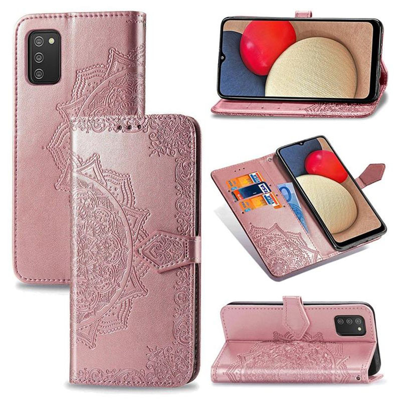 Фото Шкіряний чохол-книжка Art Case з візитницею на Samsung Galaxy A03s (Рожевий) на vchehle.ua