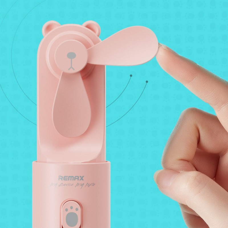 Фото Уценка Вентилятор Remax F12 Little Bear Series Mini (Поврежденная упаковка / Pink) на vchehle.ua