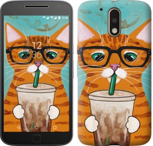 Чехол Зеленоглазый кот в очках для Motorola Moto G4