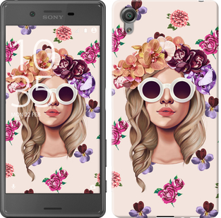 Чехол Девушка с цветами v2 для Sony Xperia X F5122