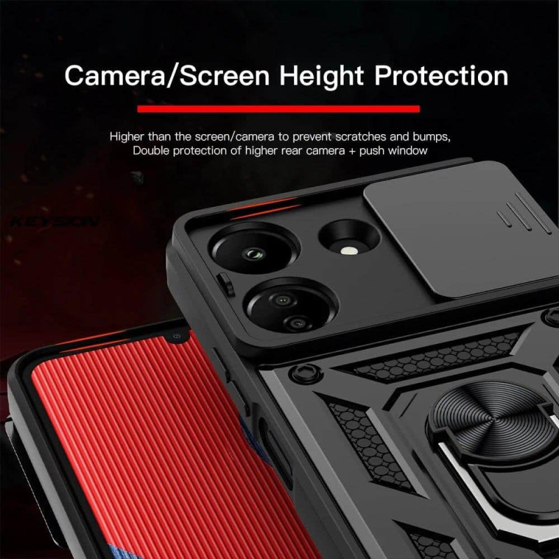 Фото Ударопрочный чехол Camshield Serge Ring для Xiaomi Redmi 13C / Poco C65 (Черный) в магазине vchehle.ua