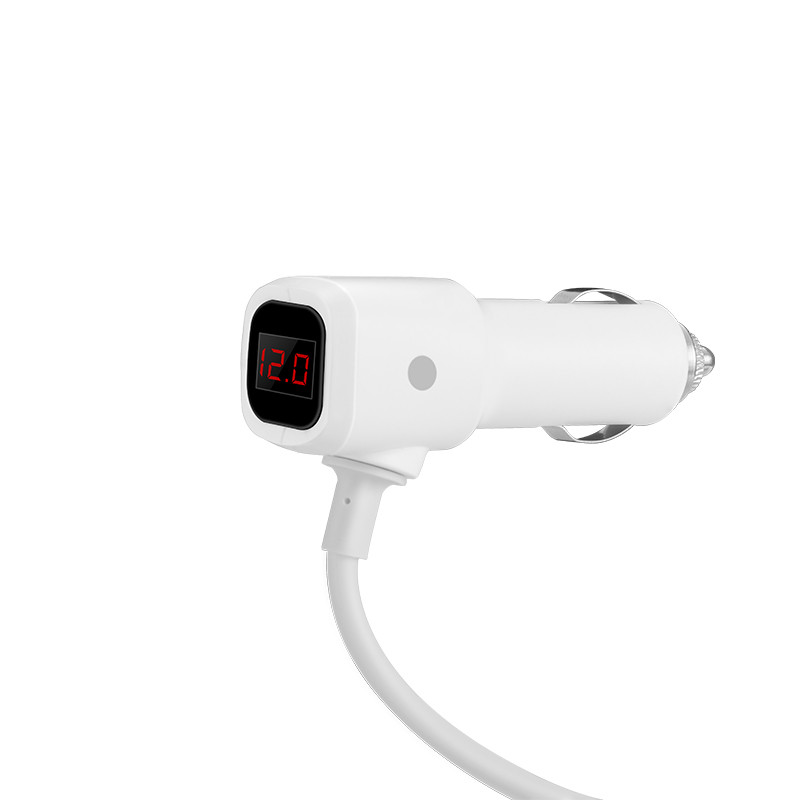 АЗП з перехідником прикурювача Hoco Z13 (3 порту + 2USB / 2.1A + LCD) (Сталевий) в магазині vchehle.ua