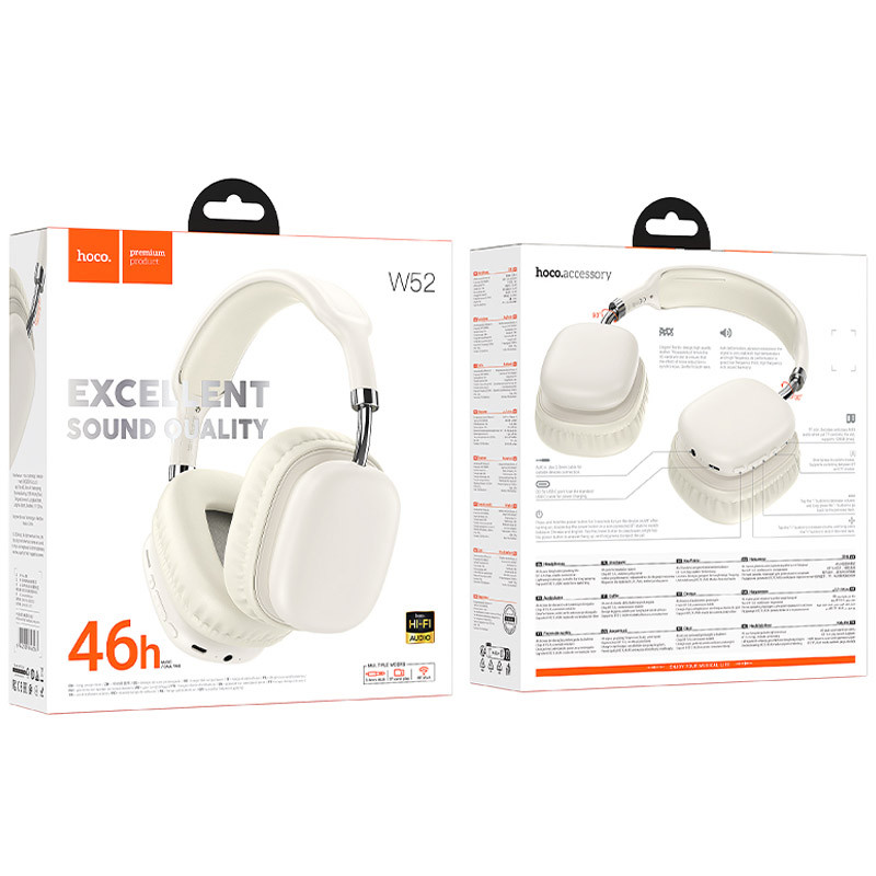 Фото Накладные беспроводные наушники Hoco W52 Wonderful (Milky White) в магазине vchehle.ua