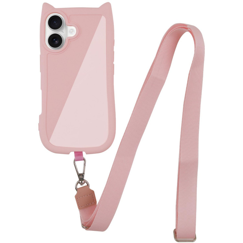 Фото Чехол TPU GETMAN Cat with straps для Apple iPhone 16 Plus (6.7") (Pink) на vchehle.ua