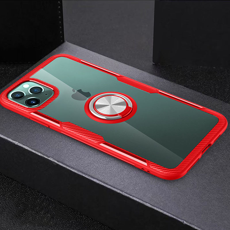 Фото TPU+PC чехол Deen CrystalRing for Magnet (opp) для Apple iPhone 11 Pro (5.8") (Бесцветный / Красный) в магазине vchehle.ua