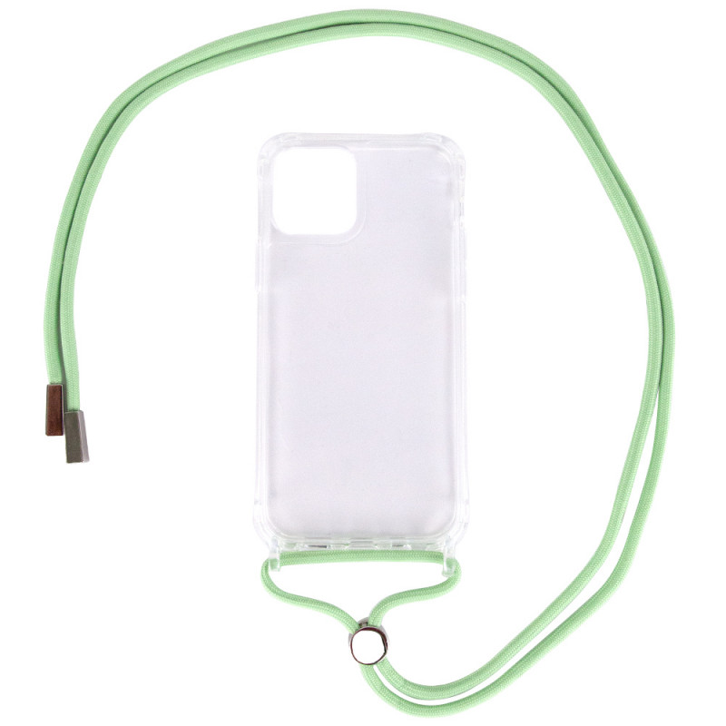 Чехол TPU Crossbody Transparent для Apple iPhone 12 Pro Max (6.7") (Мятный)