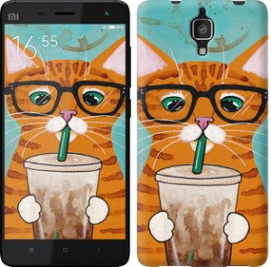 Чехол Зеленоглазый кот в очках для Xiaomi Mi4