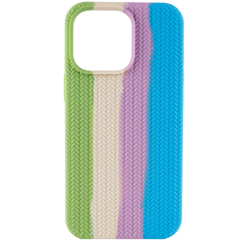 Чехол Silicone case Full Braided для Apple iPhone 13 Pro Max (6.7") (Мятный / Голубой)