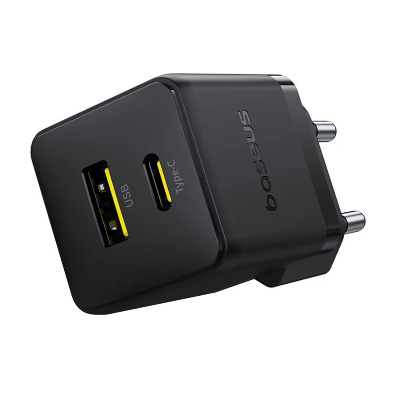 Фото СЗУ Baseus Palm Fast Charger 30W (1USB-A/1C) + кабель Type-C to Type-C (P1011160A) (Cluster Black) в магазине vchehle.ua