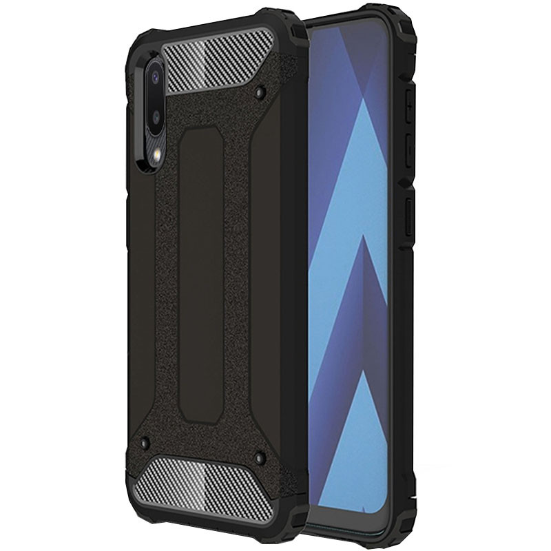 Бронированный противоударный TPU+PC чехол Immortal для Samsung Galaxy A02 (Черный)