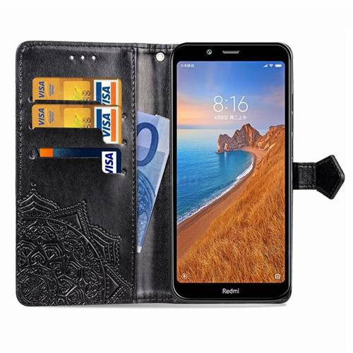 Купити Шкіряний чохол-книжка Art Case з візитницею на Xiaomi Redmi 7A (Чорний) на vchehle.ua