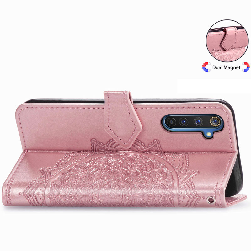 Купити Шкіряний чохол (книжка) Art Case з візитницею на Realme 6 (Рожевий) на vchehle.ua