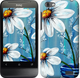 

Чехол Красивые арт-ромашки для HTC One V t320e 323174