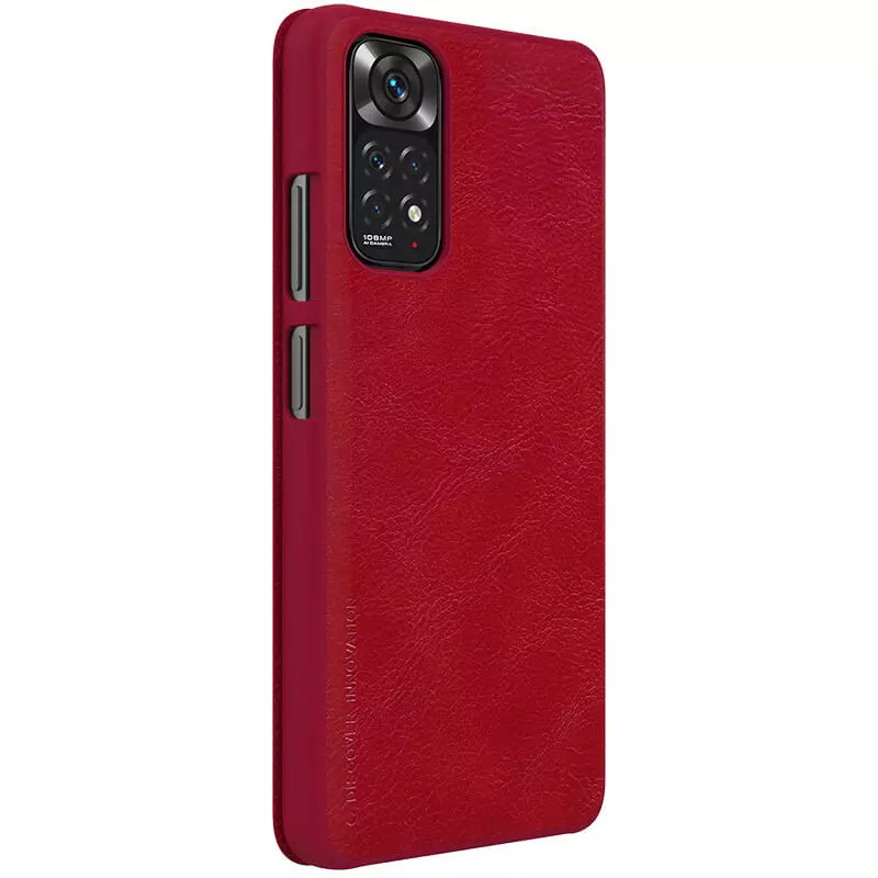 Шкіряний чохол (книжка) Nillkin Qin Series на Xiaomi Redmi Note 11S (Червоний) в магазині vchehle.ua