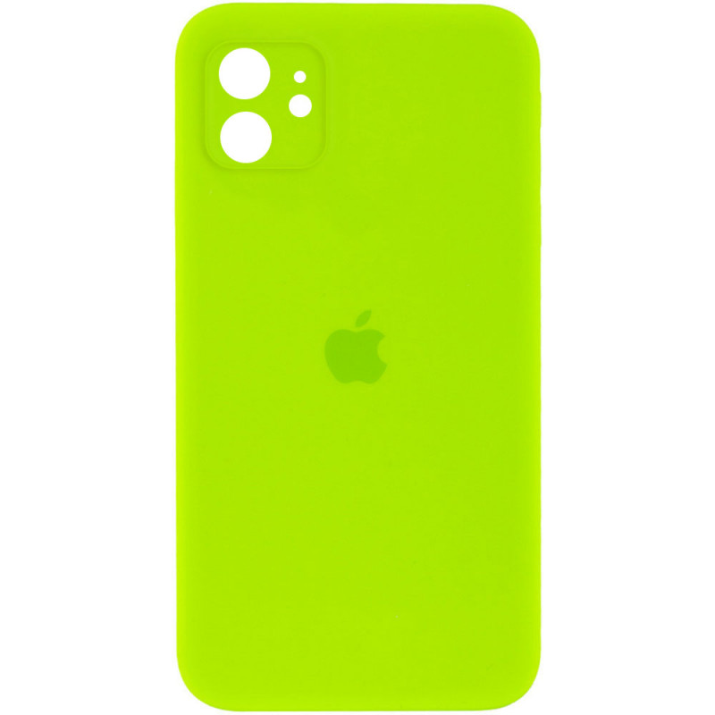 Чохол Silicone Case Square Full Camera Protective (AA) на Apple iPhone 11 (6.1") (Салатовий / Neon green)