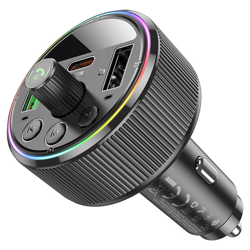 Фото АЗУ FM модулятор Hoco E82 Guerrero PD30W+QC3.0 (2USB-A/1C) (Black) в магазине vchehle.ua