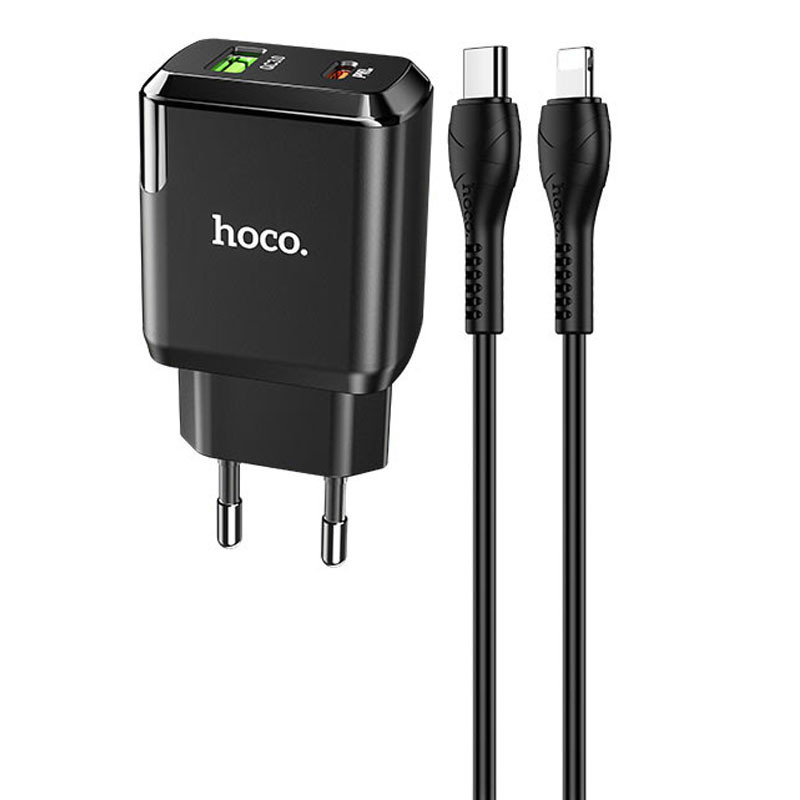 Уценка СЗУ Hoco N5 Favor 20W PD+QC3.0 Type-C to Lightning (Дефект упаковки / Черный)