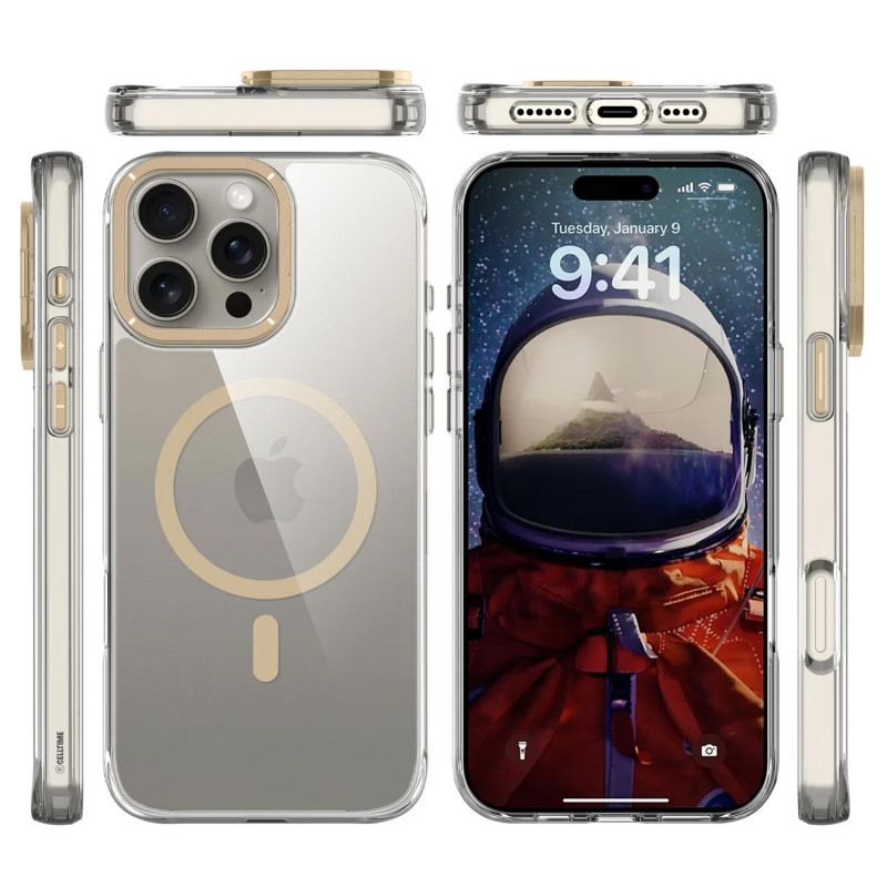 Фото Чехол TPU Space Case Apex with Magnetic Safe для Apple iPhone 16 Pro (6.3") (Gold) на vchehle.ua