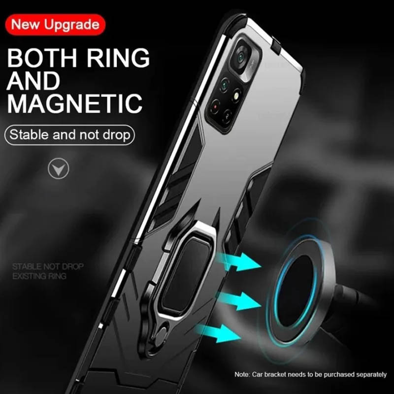 Ударопрочный чехол Transformer Ring for Magnet для Xiaomi Poco M4 Pro 5G (Черный / Soul Black) в магазине vchehle.ua