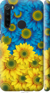 Чехол Жёлто-голубые цветы для Xiaomi Redmi Note 8