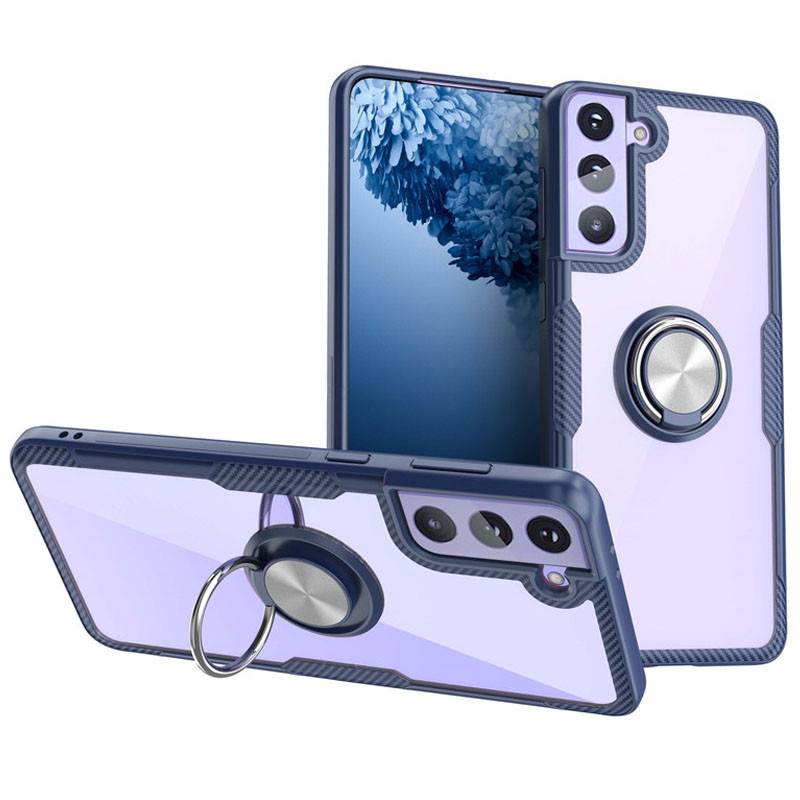 

TPU+PC чохол Deen CrystalRing for Magnet (opp) на Samsung Galaxy S21+ (Прозорий / Темно синій) 1104756