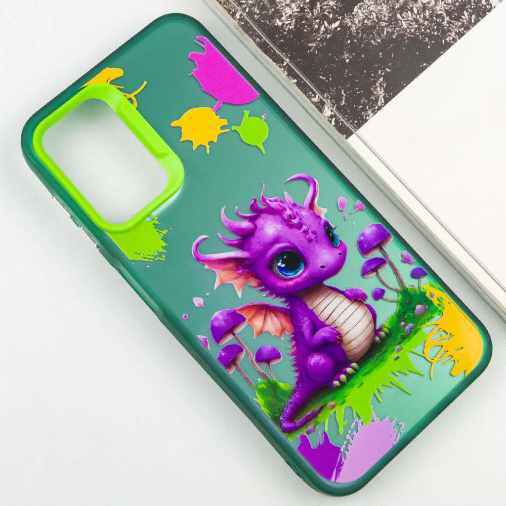 Фото TPU+PC чохол TakiTaki Graffiti magic glow на Samsung Galaxy A34 5G (Baby dragon / Green) в маназині vchehle.ua