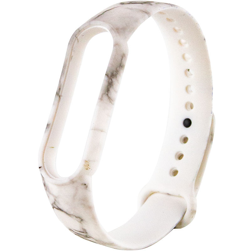 Силіконовий ремінець з малюнком для Xiaomi Mi Band 5 / 6 (Мармур / Білий)