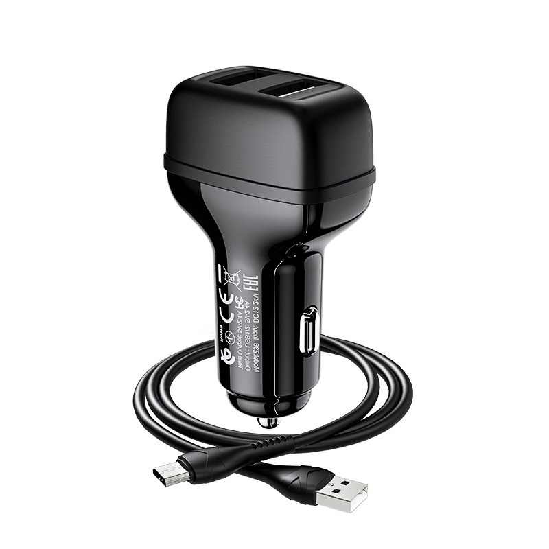 АЗУ Hoco Z36 Leader 2.4A (2USB-A) + кабель USB to MicroUSB (Черный) в магазине vchehle.ua