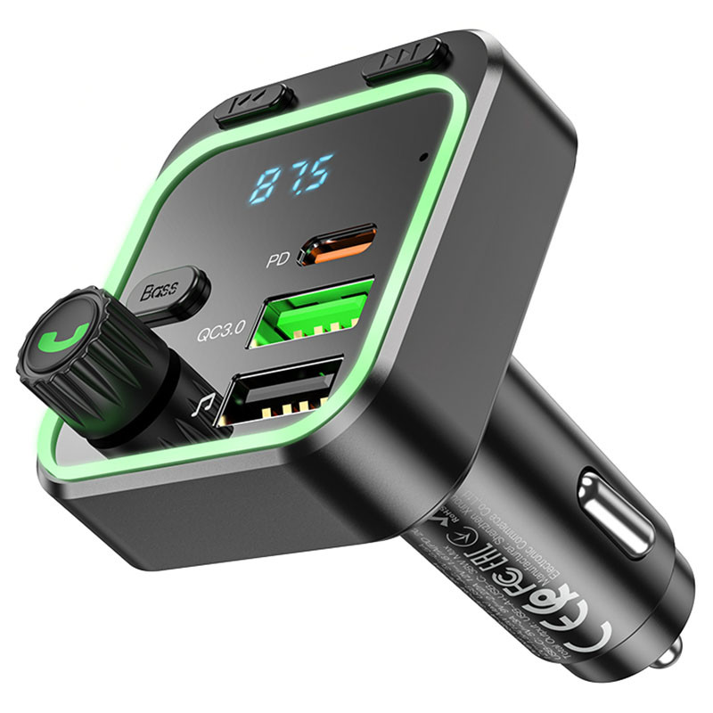 Фото АЗУ FM модулятор Borofone BC53 Highway PD20W+QC3.0 (2USB-A/1C) (Black) в магазине vchehle.ua