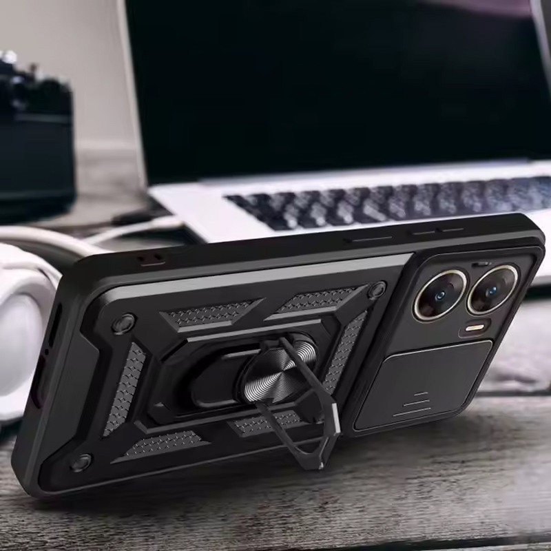 Ударопрочный чехол Camshield Serge Ring для Xiaomi Poco X7 Pro (Черный) в магазине vchehle.ua
