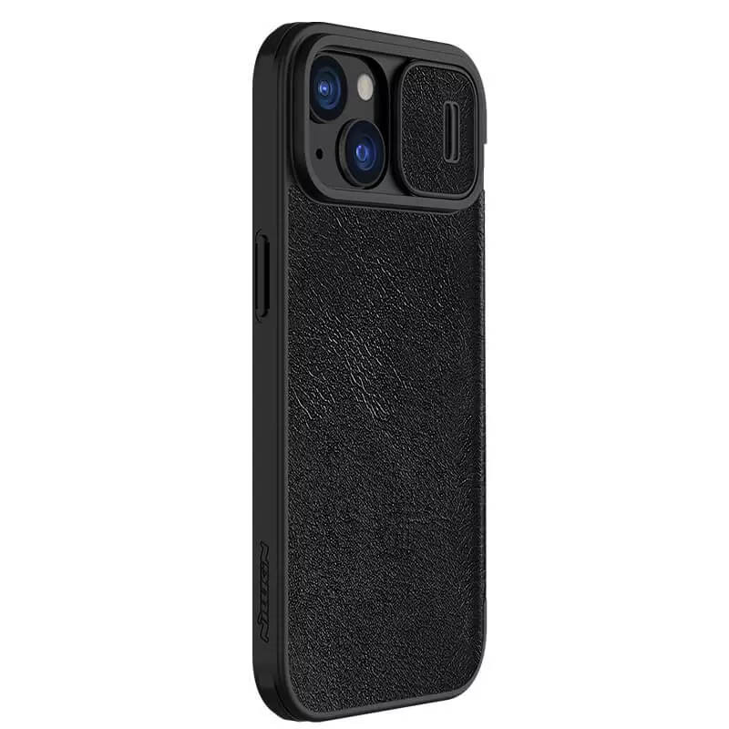 Фото Кожаный чехол (книжка) Nillkin Qin Pro Camshield для Apple iPhone 15 (6.1") (Черный) в магазине vchehle.ua