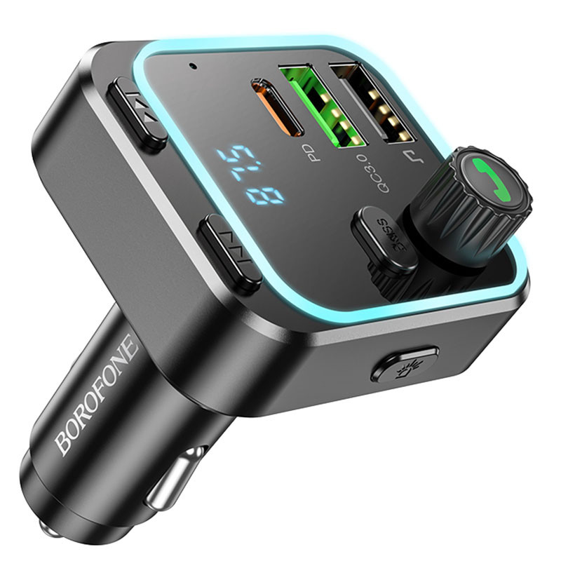 АЗУ FM модулятор Borofone BC53 Highway PD20W+QC3.0 (2USB-A/1C) (Black)