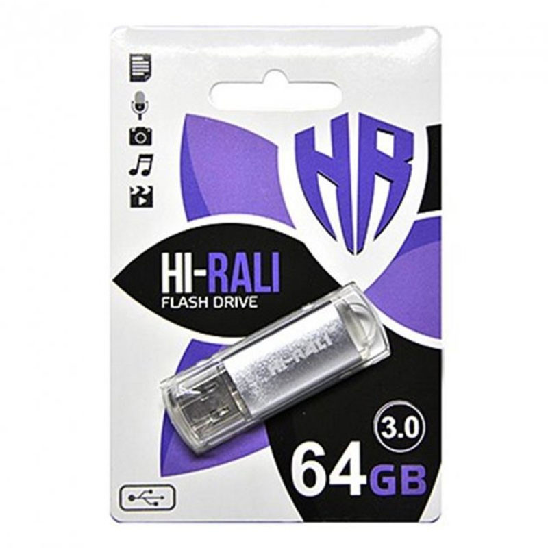 

Флеш накопичувач USB 3.0 Hi-Rali Rocket 64 GB Срібна серія (Срібний) 1213215