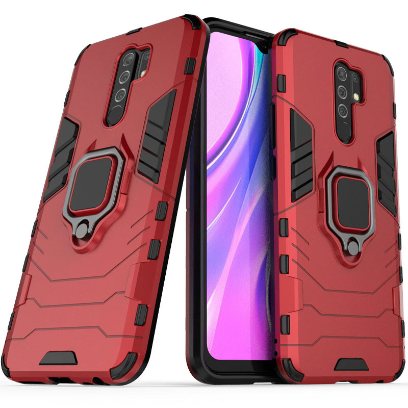 Фото Ударопрочный чехол Transformer Ring for Magnet для Xiaomi Redmi 9 (Красный / Dante Red) на vchehle.ua