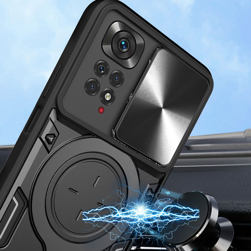 Заказать Ударопрочный чехол Bracket case with Magnetic для Xiaomi Redmi Note 11 Pro 4G/5G / 12 Pro 4G (Black) на vchehle.ua