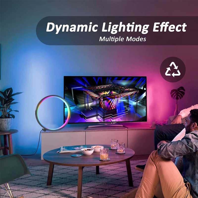 Настольная LED лампа RGB Intelligent circular atmosphere light Bluetooth USB with app (Black) в магазине vchehle.ua