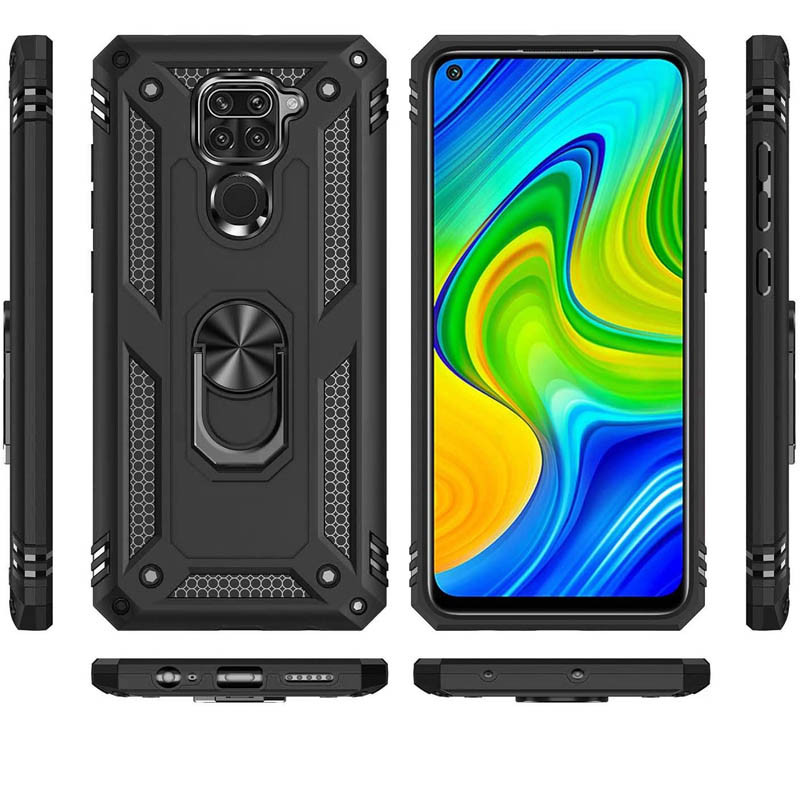 Фото Ударопрочный чехол Serge Ring for Magnet для Xiaomi Redmi Note 9 / Redmi 10X (Черный) на vchehle.ua