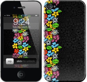 Чехол цветочный орнамент для iPhone 4