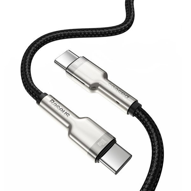 Фото Дата кабель Baseus Cafule Series Метал Type-C to Type-C 100W (2m) (CATJK-D) (Чорний) на vchehle.ua