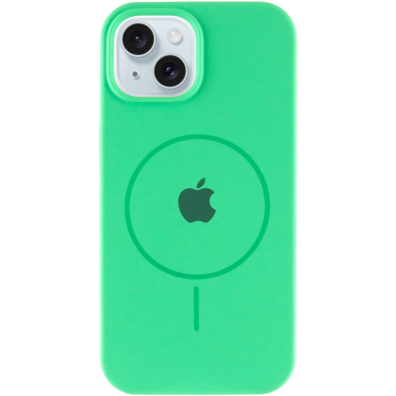 Фото Чохол Silicone Case Full Protective (AA) with Magnetic Safe на Apple iPhone 15 Plus (6.7") (Зелений / Spearmint) на vchehle.ua