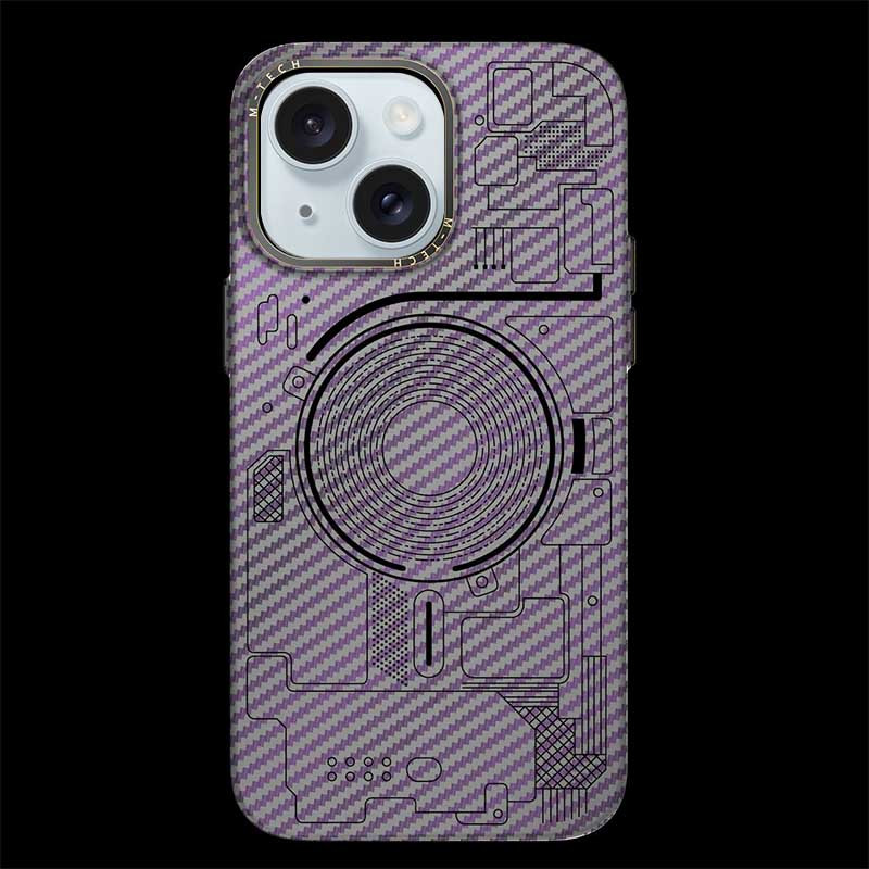 Фото Чехол M-Tech Carbon soft touch with Magnetic Safe для Apple iPhone 15 (6.1") (Purple) на vchehle.ua