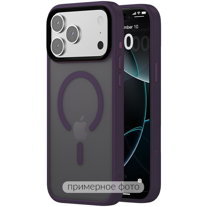 TPU+PC чохол Metal Buttons with Magnetic Safe Colorful на Apple iPhone 17 (6.3") (Темно-фіолетовий / Dark Purple)