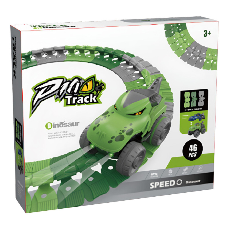 Интерактивный трек с инерционной машинкой SHT 5510-8 Dino Trak (46pcs/1CAR) (Green) в магазине vchehle.ua