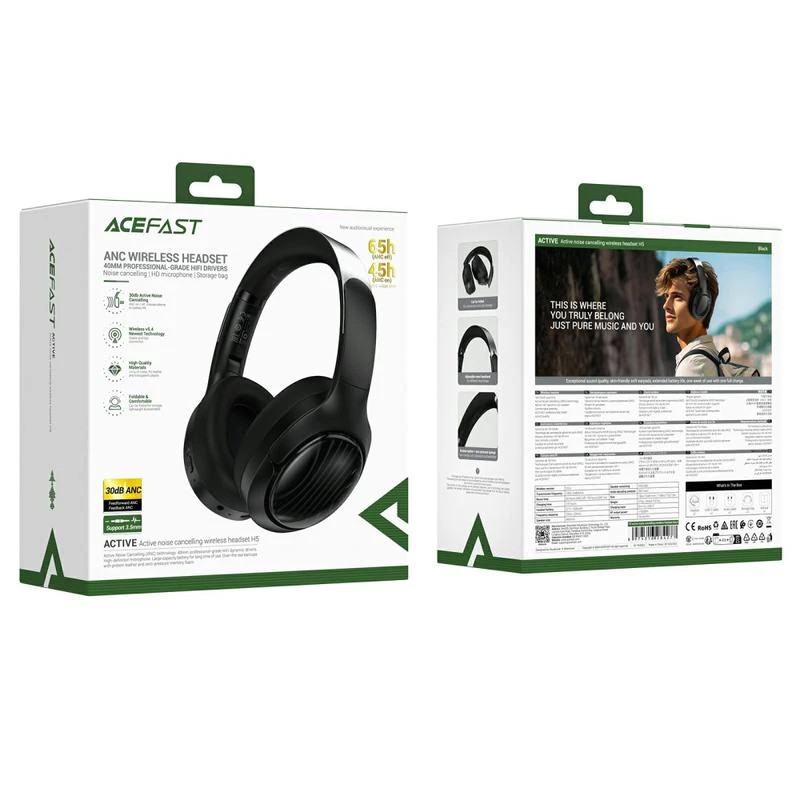Заказать Накладные беспроводные наушники Acefast H5 ANC (Black) на vchehle.ua