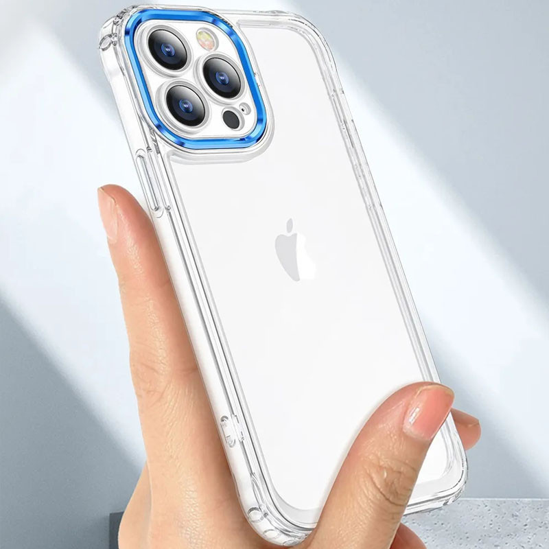 Фото TPU+PC чохол ColorCam на Apple iPhone 12 Pro Max (6.7") (Прозорий / Синій) в маназині vchehle.ua