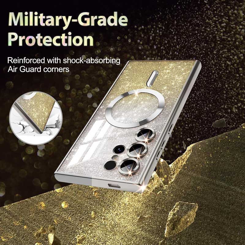 Фото TPU чохол Delight case with Magnetic Safe з захисними лінзами на камеру на Samsung Galaxy S25 Ultra (Золотий / Gold) в маназині vchehle.ua
