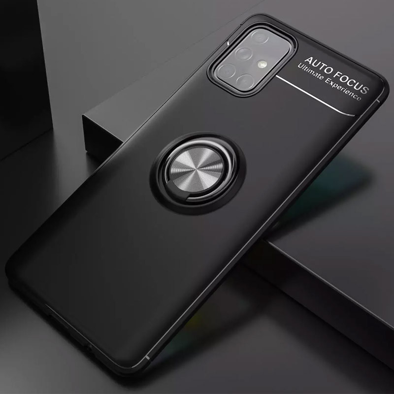 Фото TPU чехол Deen ColorRing под магнитный держатель (opp) для Samsung Galaxy A52 4G / A52 5G / A52s (Черный / Черный) на vchehle.ua