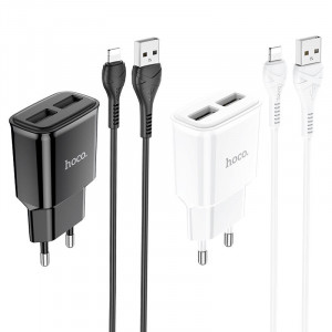 СЗУ Hoco C88A Star round 2.4A (2USB-A) + кабель USB to Lightning
